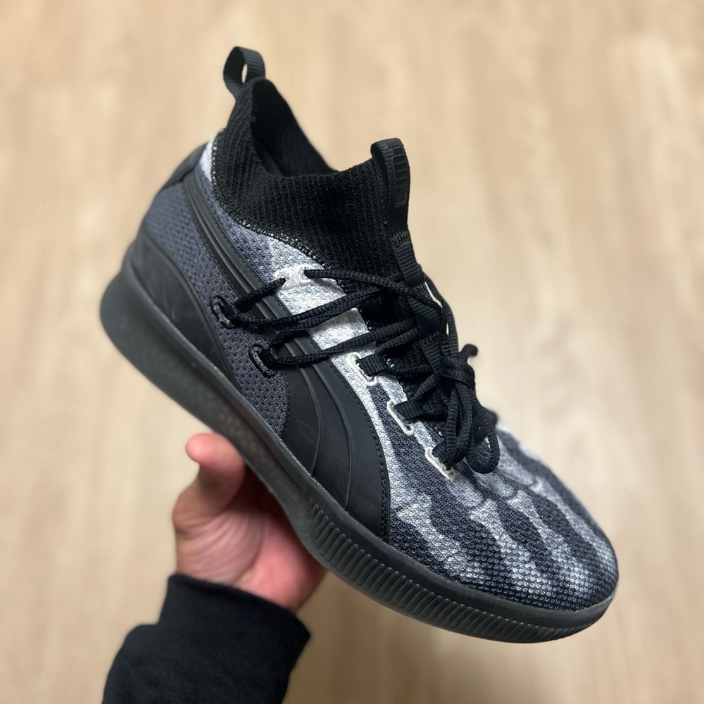 Puma Clyde Court Basketball Shoes Size 10.5 X Ray Halloween Skeleton Black